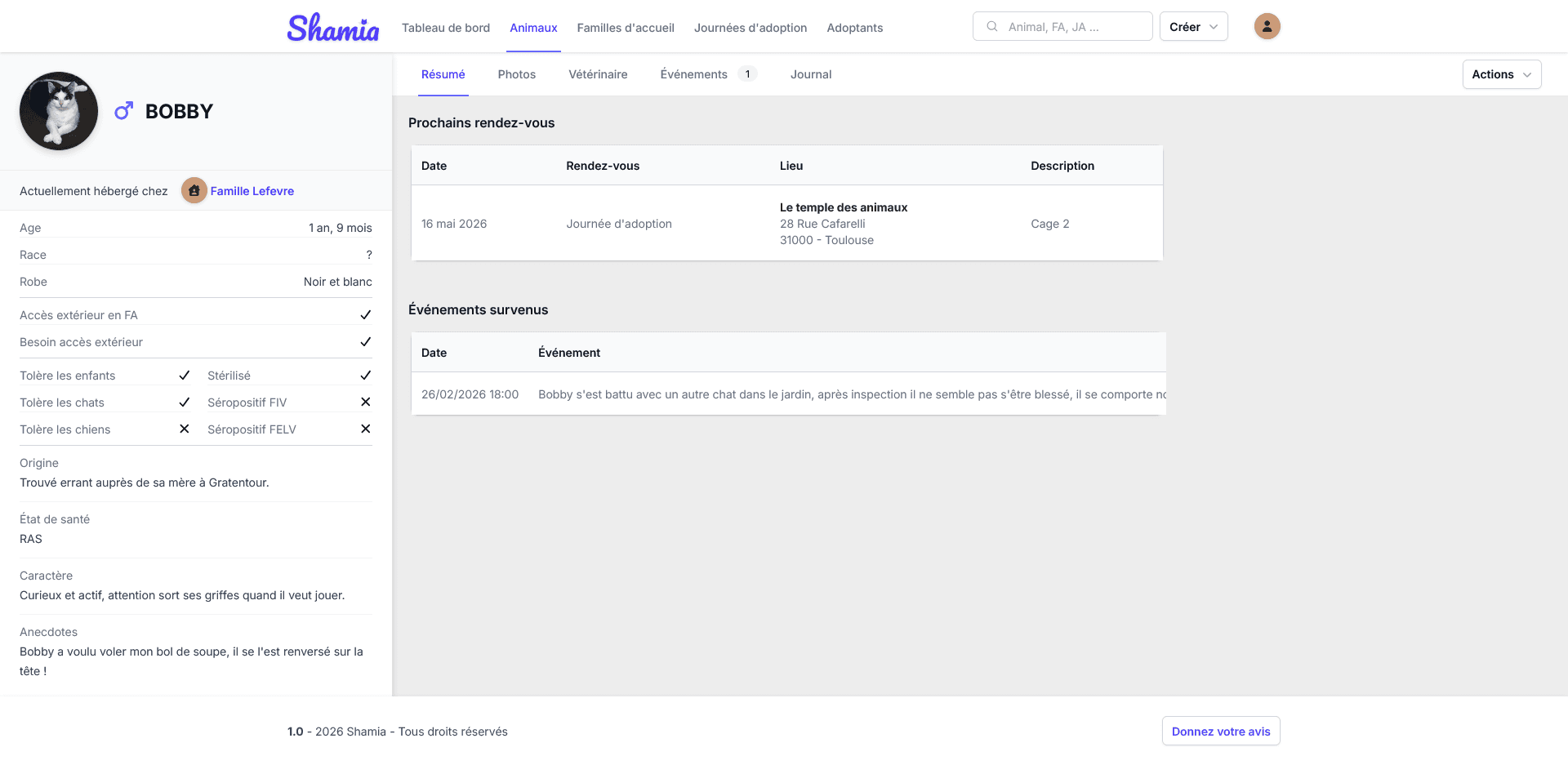 Présentation tableau de bord principal